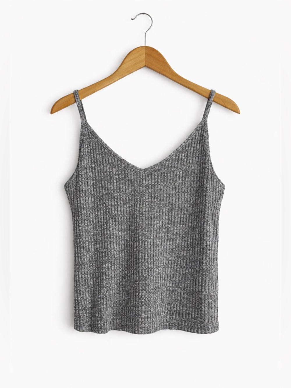 Victoria’s Secret Gray Ribbed V-Neck Cami Size Large Soft Lounge Basic Layering